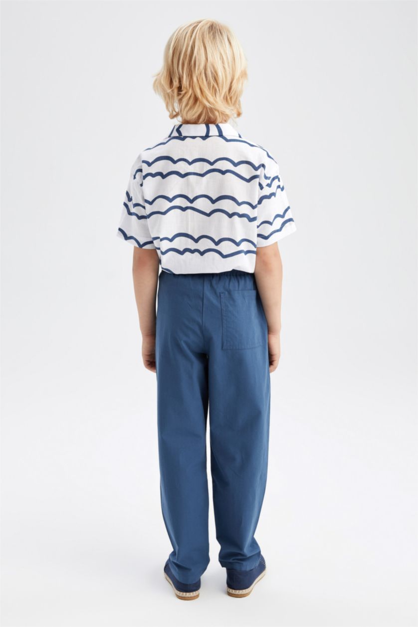 أولاد نيلي فاتح بنطلون كتان بيزك ولادي بالون فيت بقصة مستقيمة مفصل بجيب