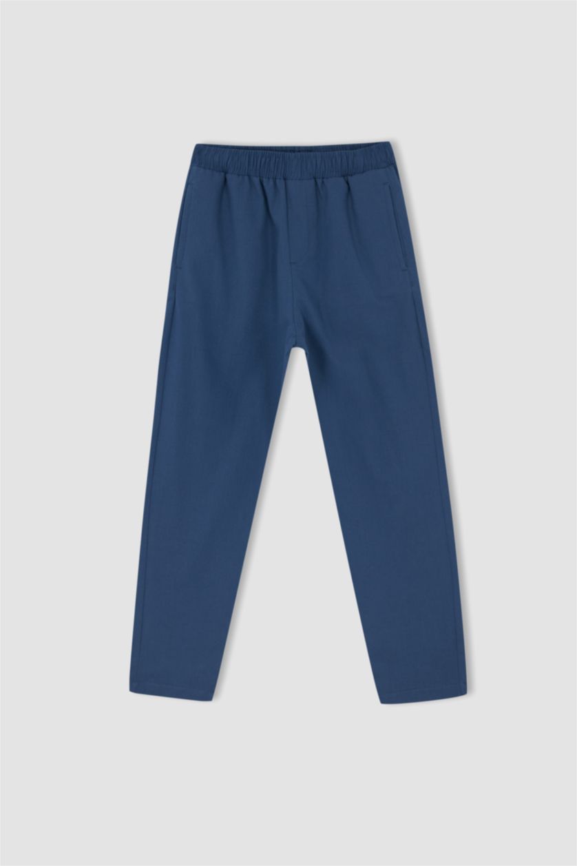 أولاد نيلي فاتح بنطلون كتان بيزك ولادي بالون فيت بقصة مستقيمة مفصل بجيب