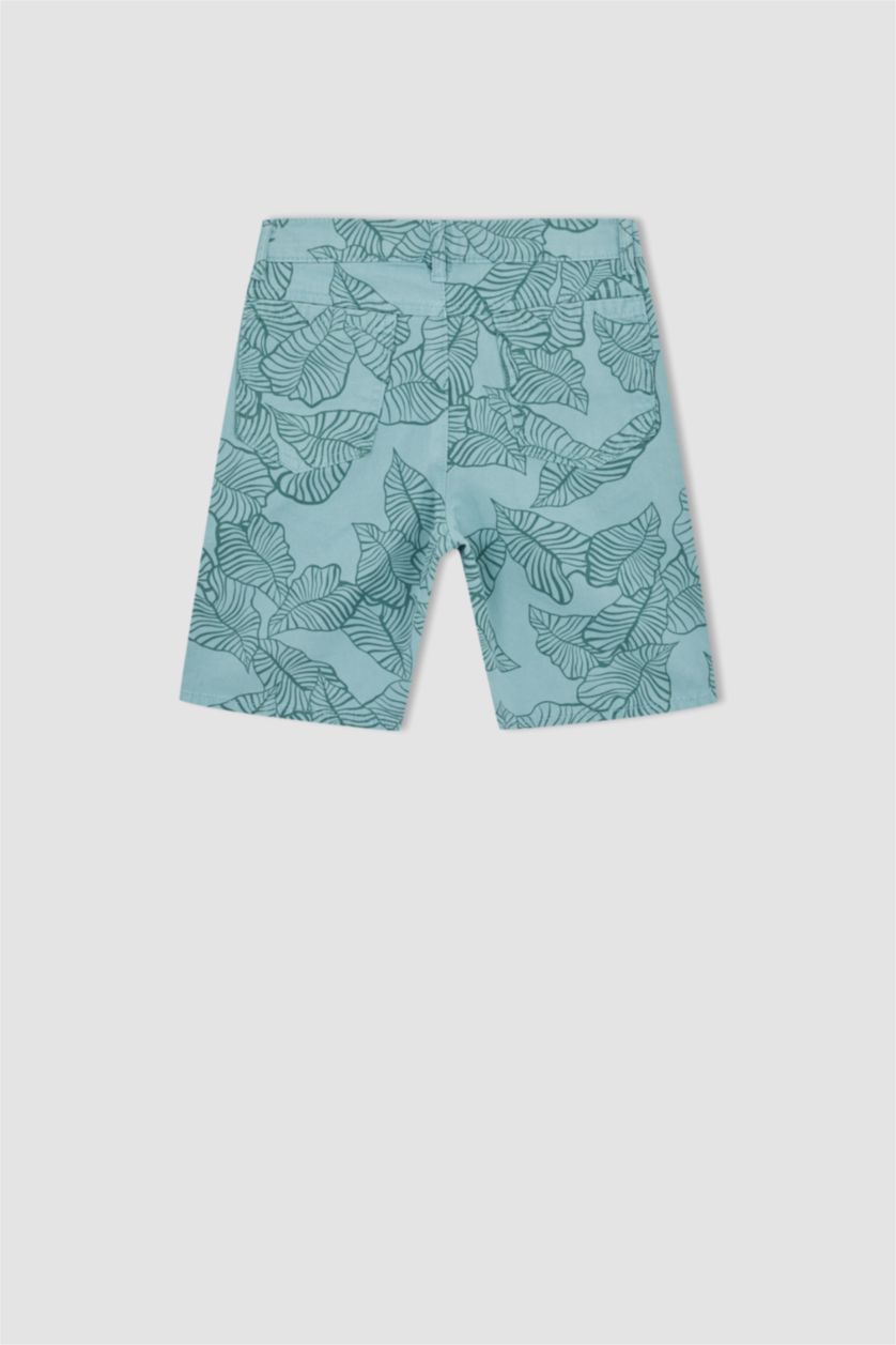 Boys & Teens Green Boy Leaf Print Mini Bermuda Short