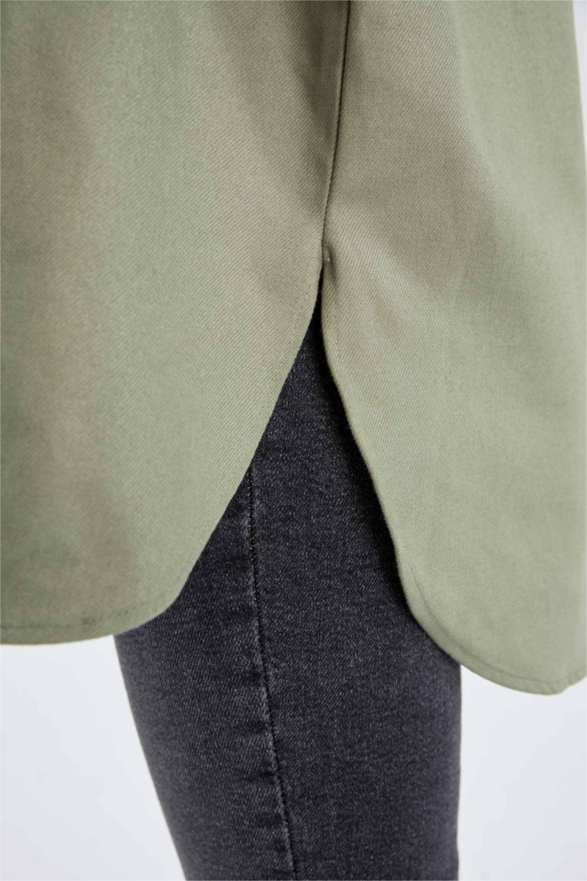 WOMAN Mint Oversize Fit Double Pocket Gabardine Shirt Jacket