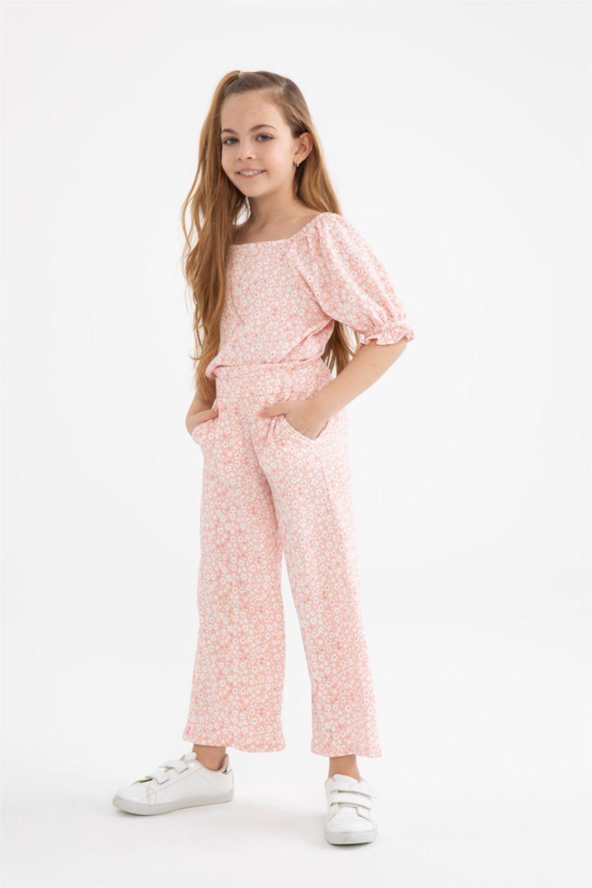 GIRLS & TEENS Light Pink Girl Printed Culotte Trousers