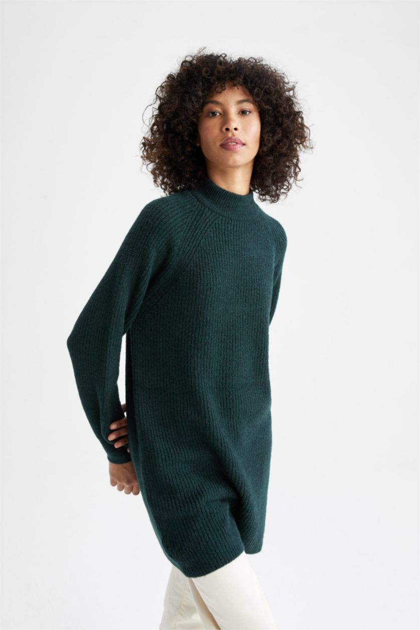 FEMME Vert Tunique Coupe Régulière Col montant