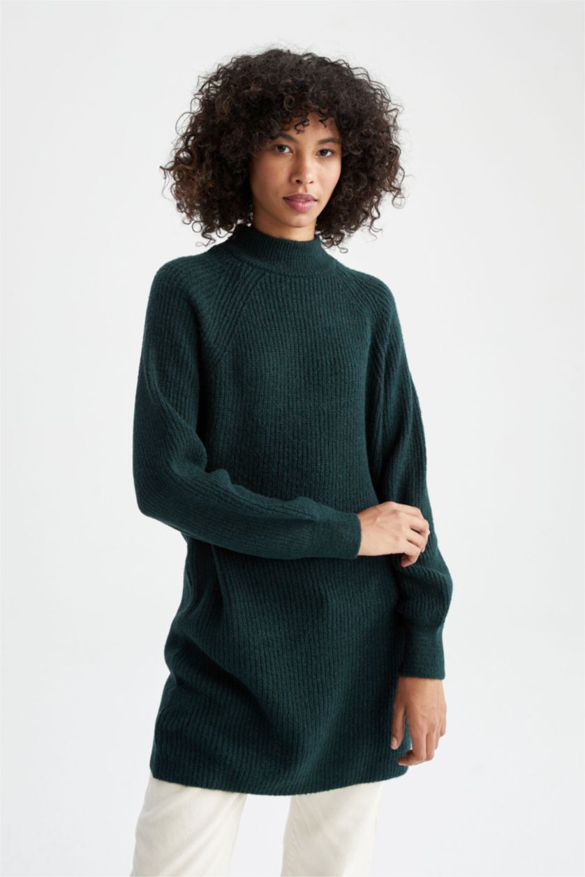 FEMME Vert Tunique Coupe Régulière Col montant