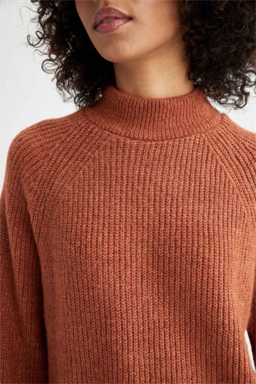 WOMAN Orange Regular Fit Half Turtleneck Tunic