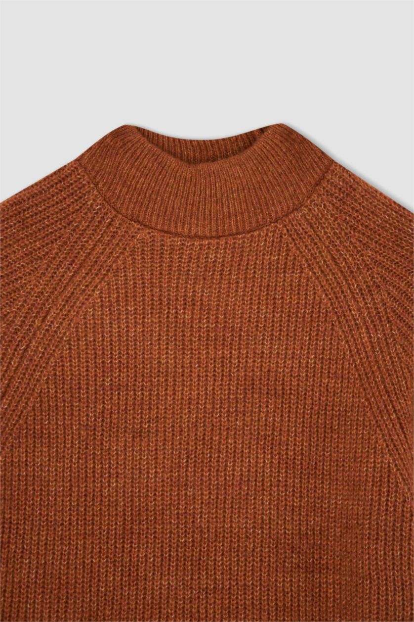 WOMAN Orange Regular Fit Half Turtleneck Tunic