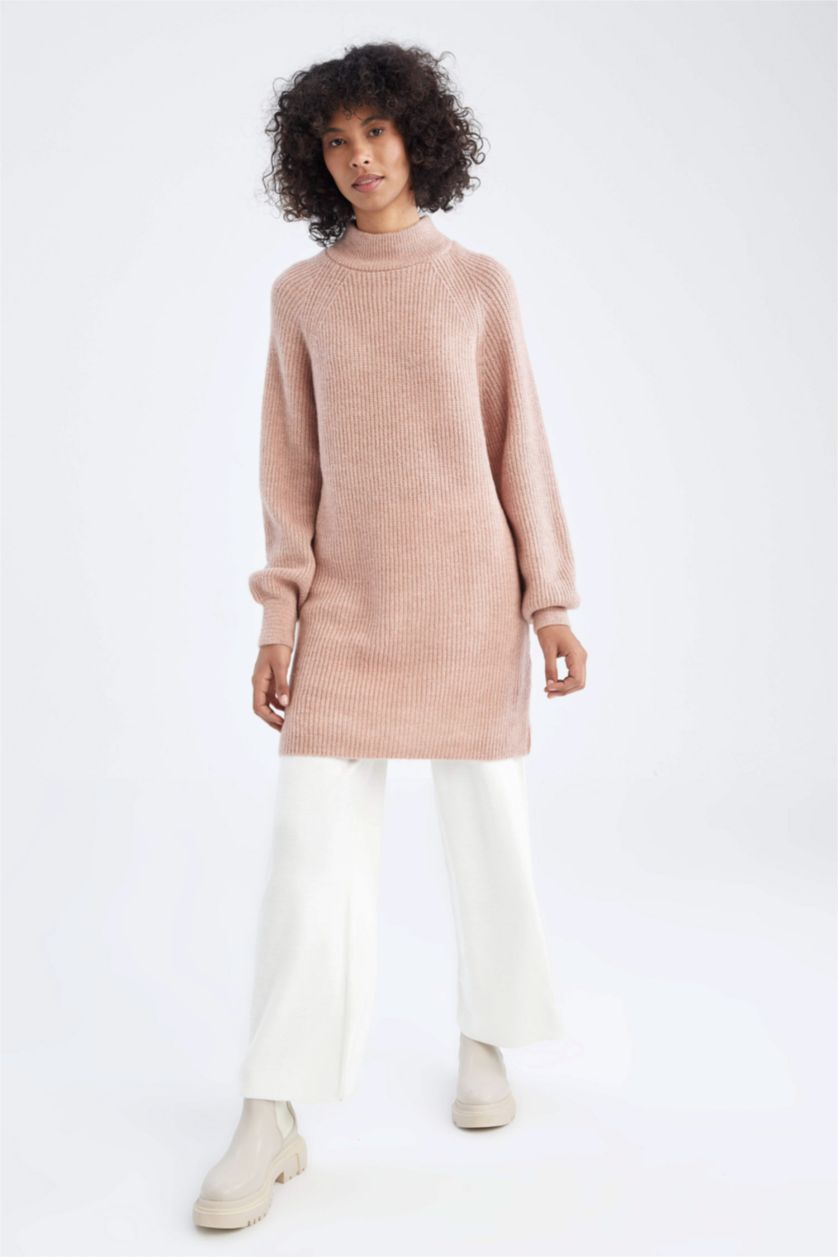 FEMME Rose Clair Tunique Coupe Régulière Col montant