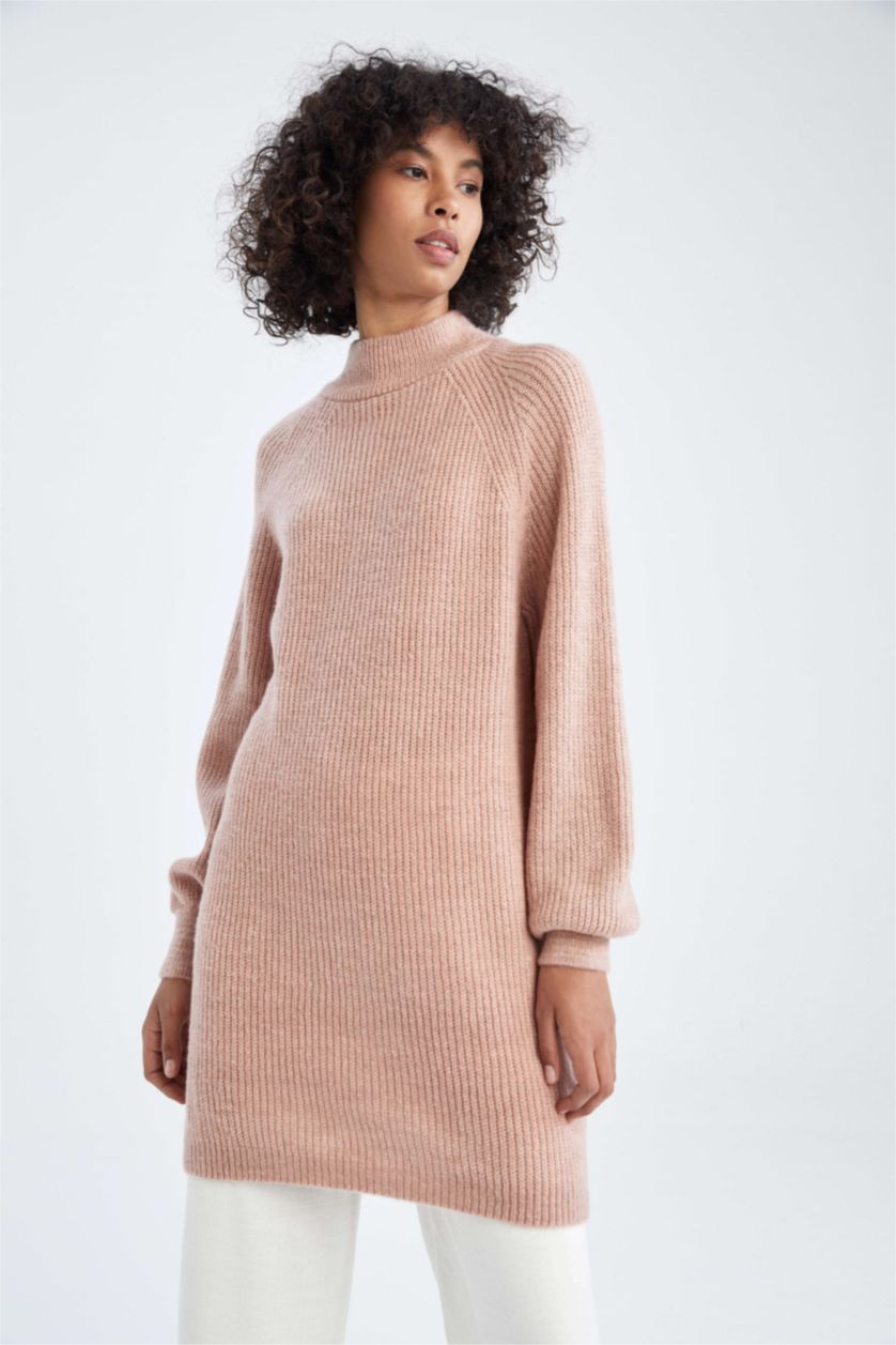 FEMME Rose Clair Tunique Coupe Régulière Col montant