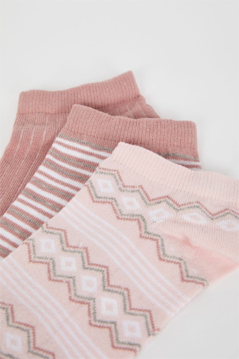 WOMAN Pink 3 piece Cotton Short Socks