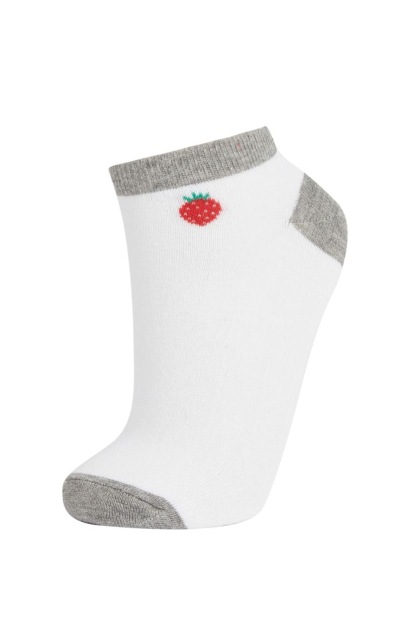 Kadın Karma Kadın Çilek Desenli Pamuklu 3'lü Kısa Çorap