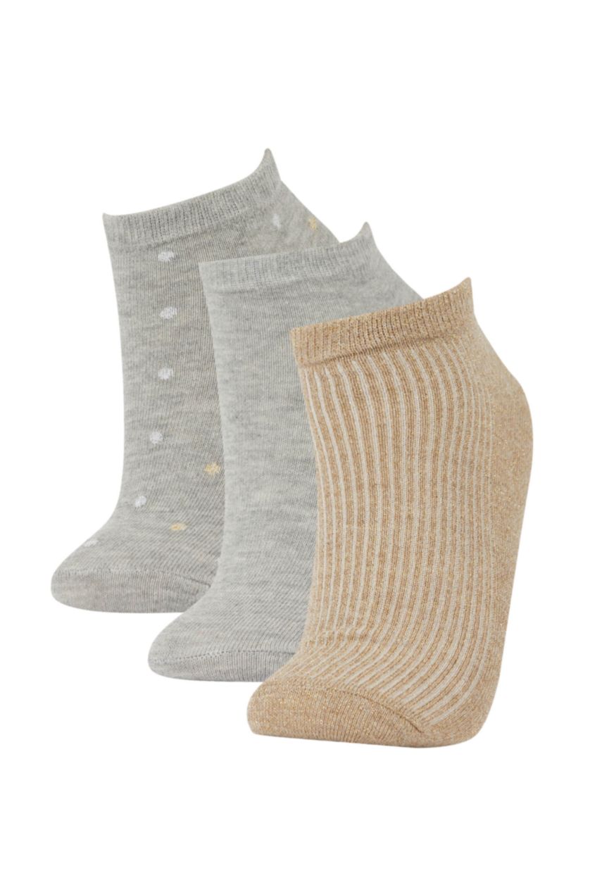 FEMME Gris Lot de 3 paires de chaussettes courtes en coton pour femme