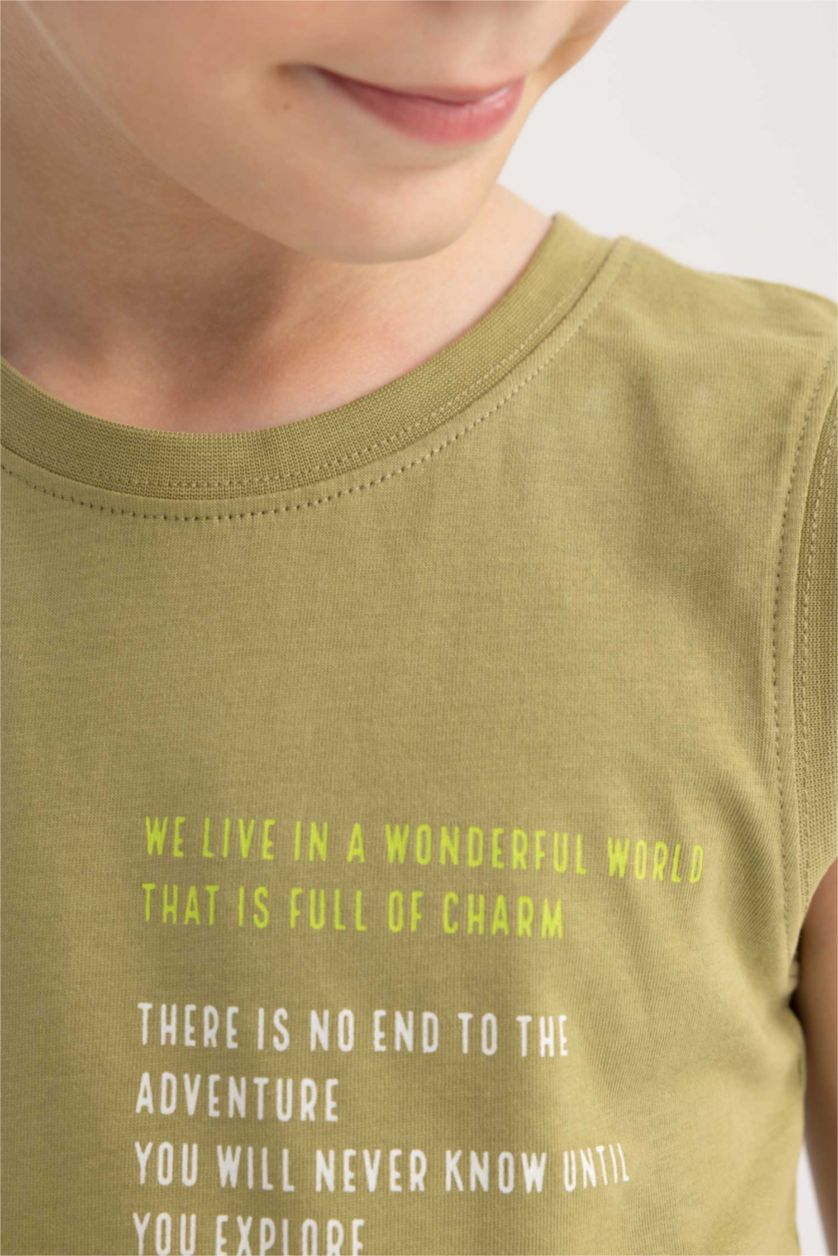 GARÇONS Vert Débardeur basique imprimé à col rond pour garçon