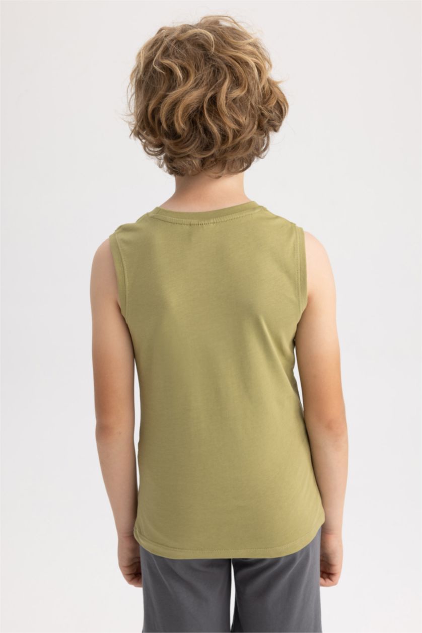 GARÇONS Vert Débardeur basique imprimé à col rond pour garçon