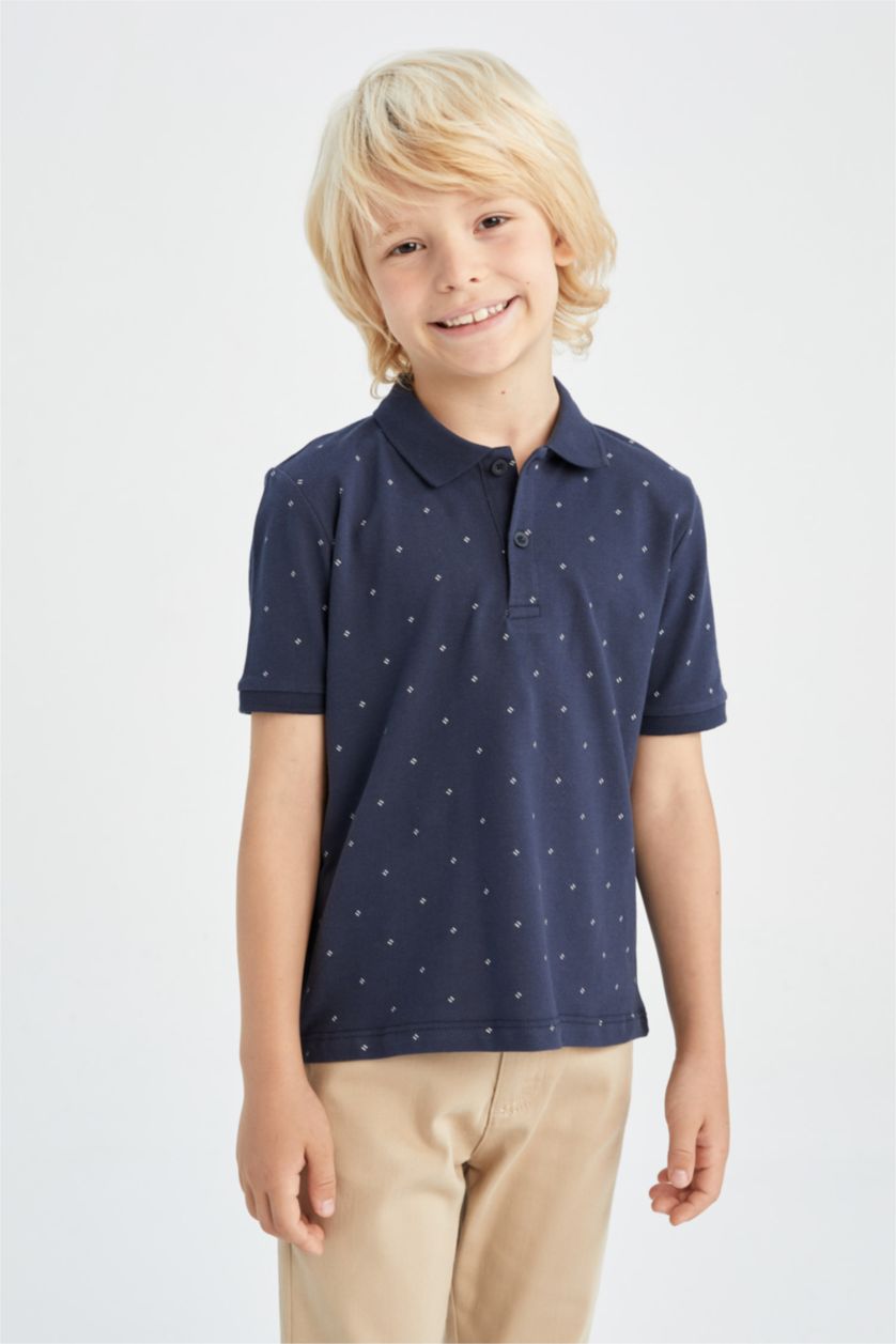 BOYS & TEENS NAVY Boy Regular Fit Short Sleeve Polka Dot Print T-Shirt