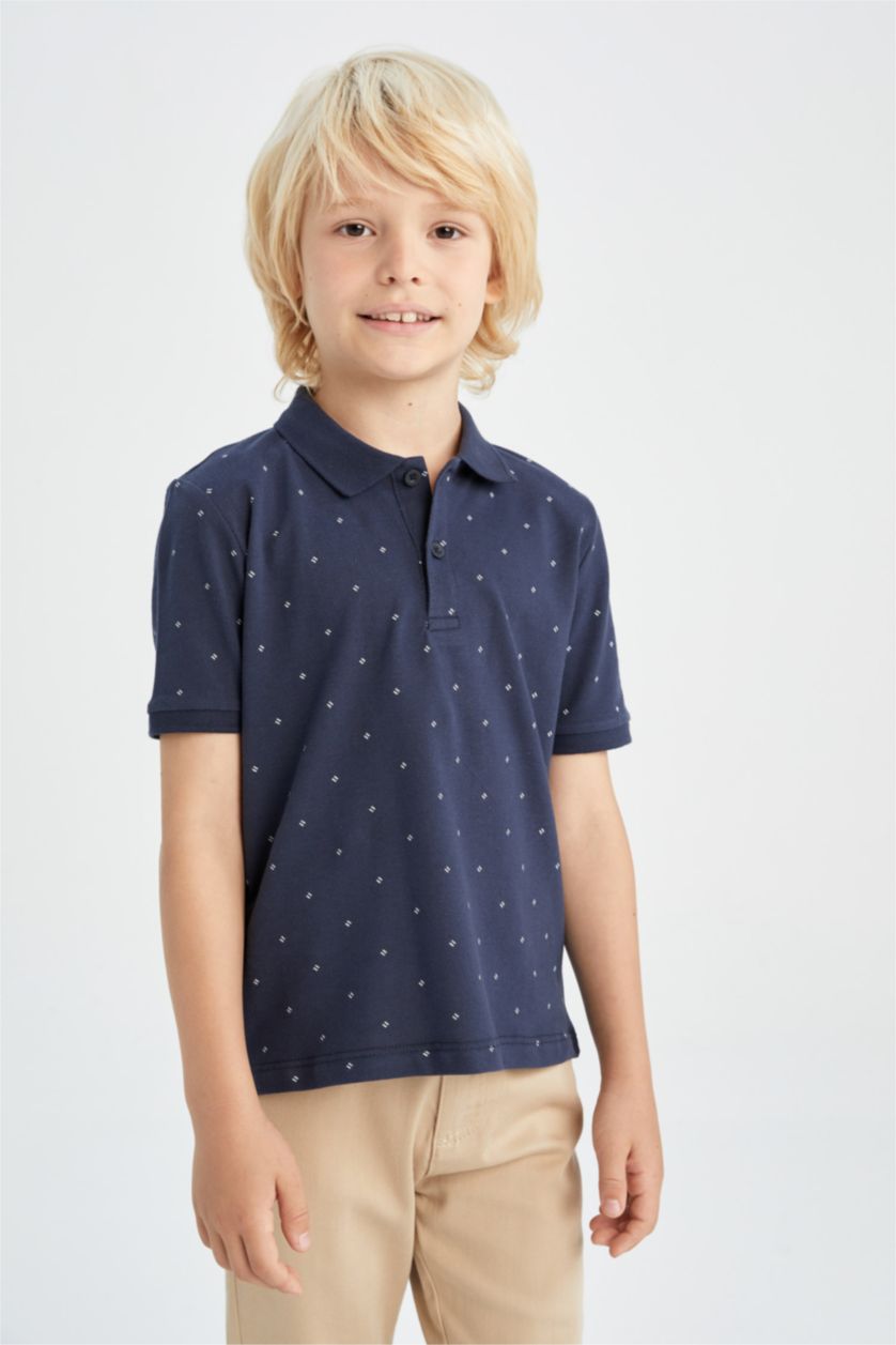 BOYS & TEENS NAVY Boy Regular Fit Short Sleeve Polka Dot Print T-Shirt