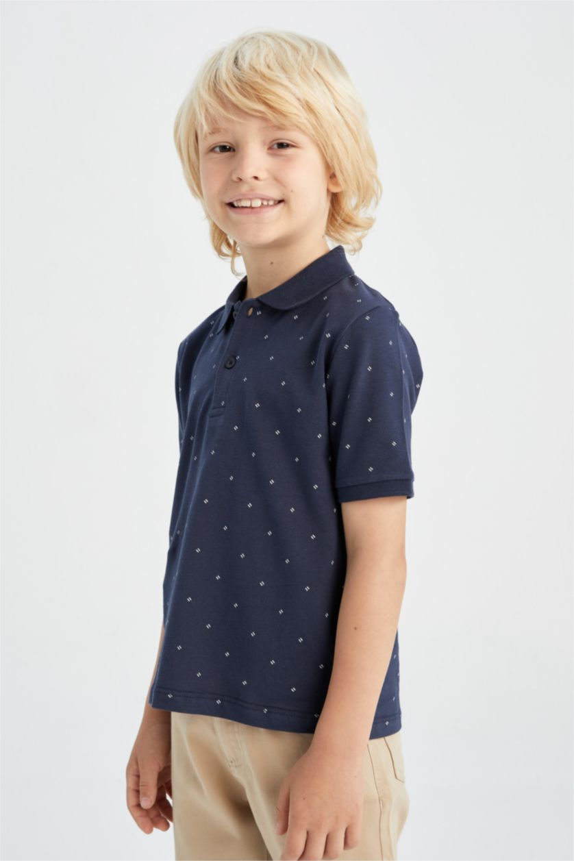 BOYS & TEENS NAVY Boy Regular Fit Short Sleeve Polka Dot Print T-Shirt