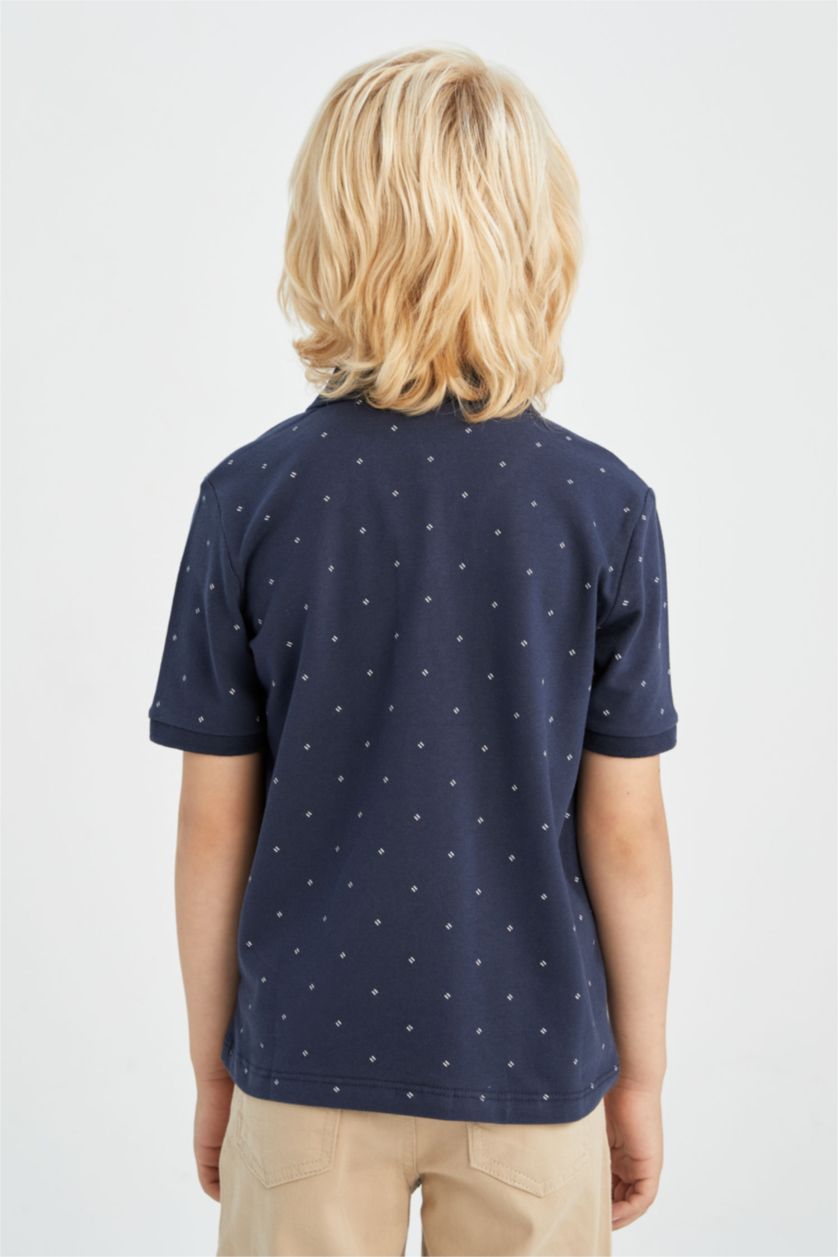 BOYS & TEENS NAVY Boy Regular Fit Short Sleeve Polka Dot Print T-Shirt