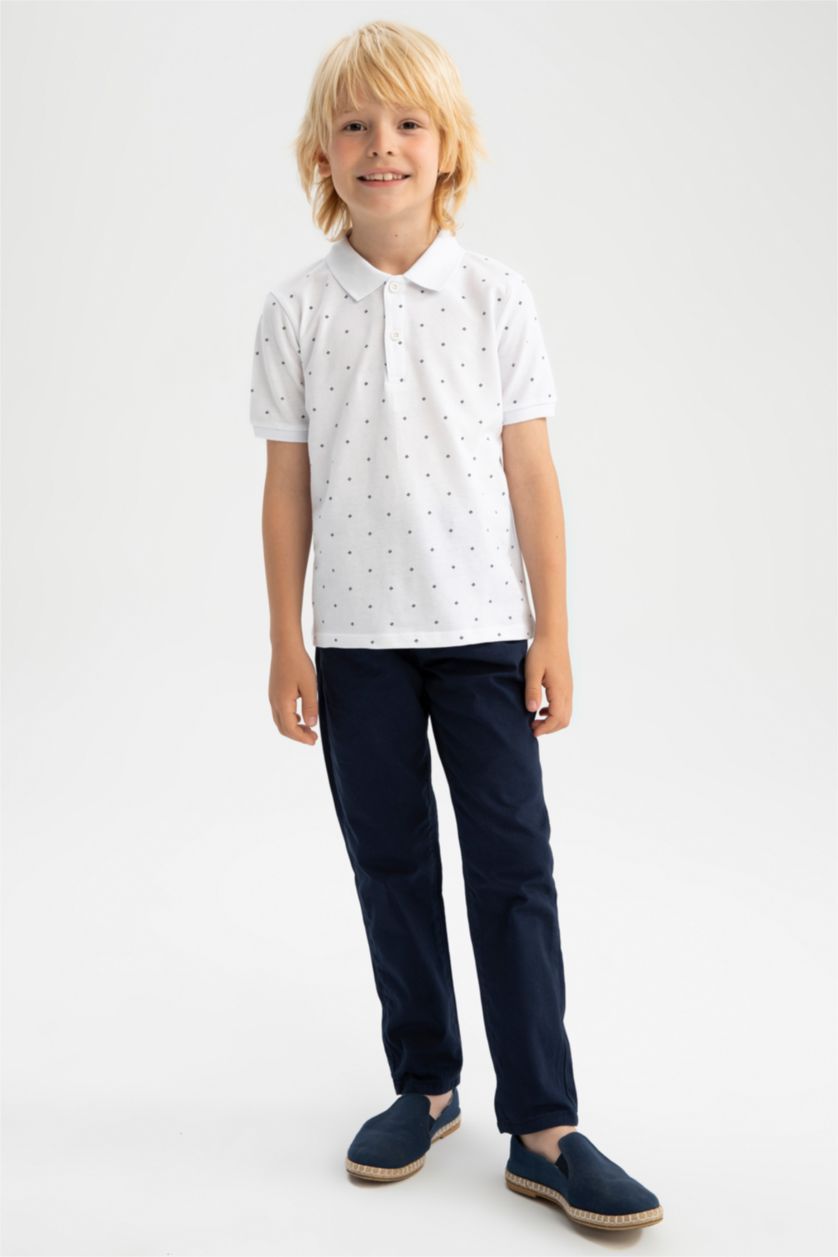 BOYS & TEENS White Boy Regular Fit Short Sleeve Polka Dot Print T-Shirt