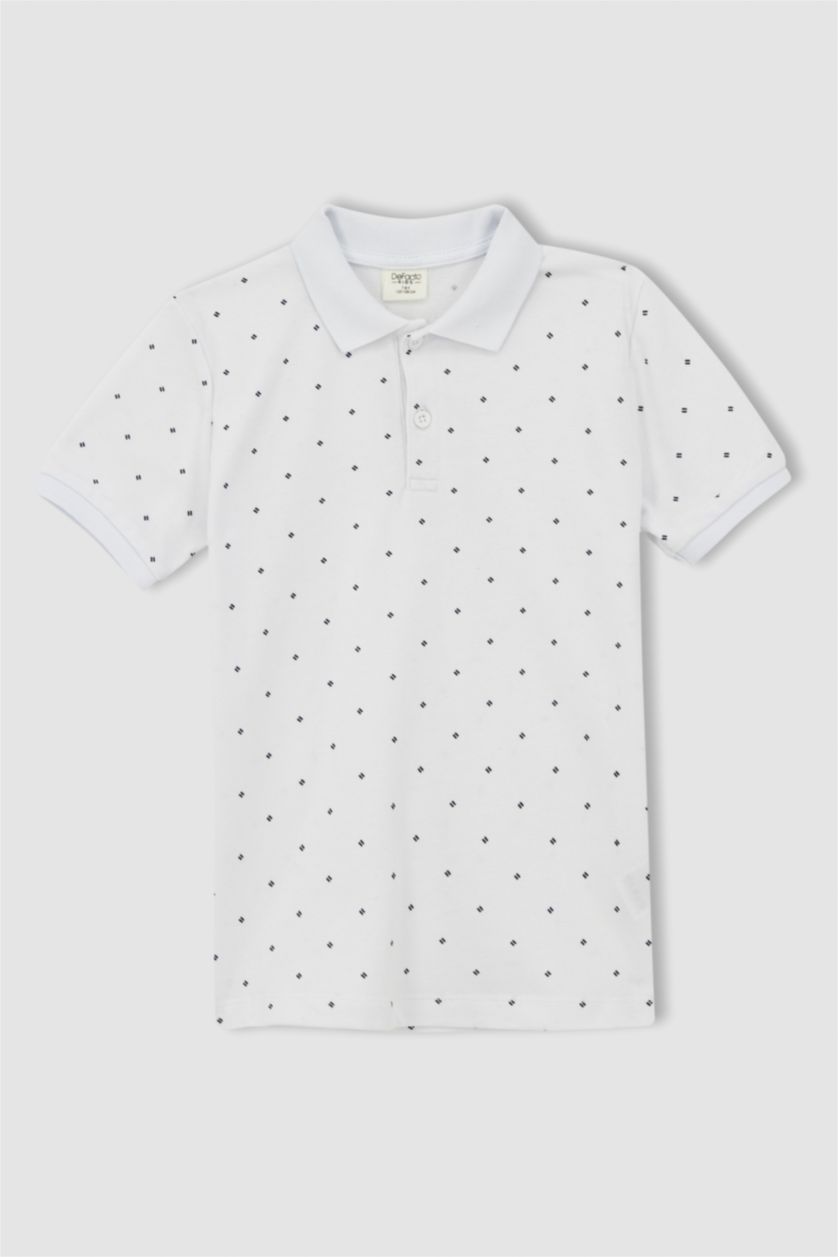 BOYS & TEENS White Boy Regular Fit Short Sleeve Polka Dot Print T-Shirt