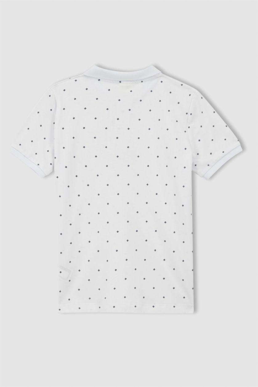 BOYS & TEENS White Boy Regular Fit Short Sleeve Polka Dot Print T-Shirt