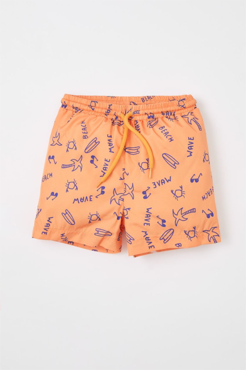 BABY BOY Salmon Baby Boy Regular Fit Tropical Patterned Swim Shorts