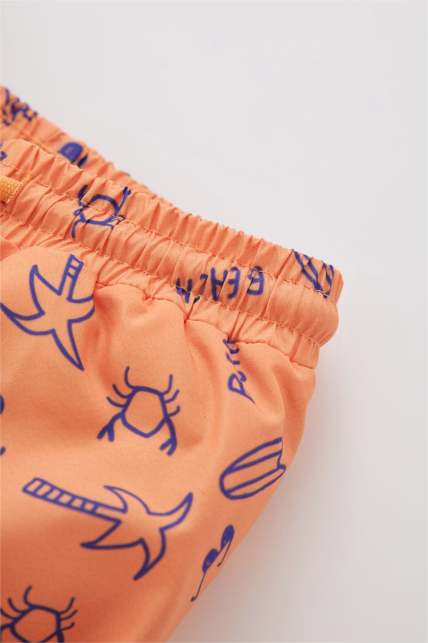 BABY BOY Salmon Baby Boy Regular Fit Tropical Patterned Swim Shorts