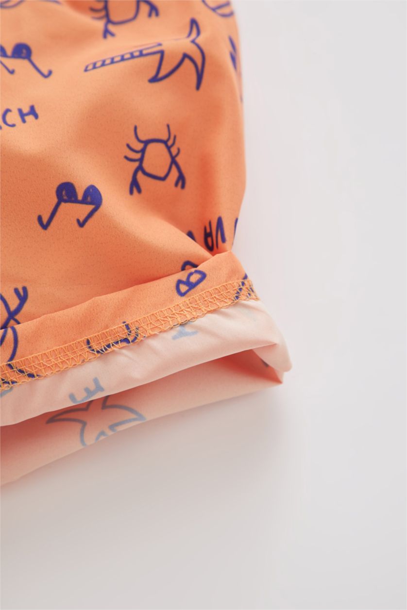 BABY BOY Salmon Baby Boy Regular Fit Tropical Patterned Swim Shorts