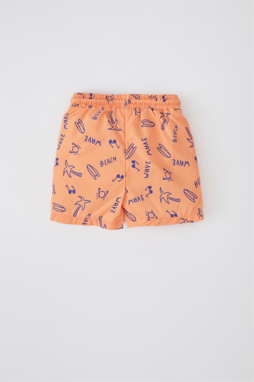 BABY BOY Salmon Baby Boy Regular Fit Tropical Patterned Swim Shorts