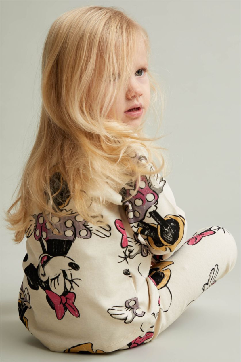 BABY GIRL Beige Minnie Mouse Licenced Long Sleeve Sweatshirt & Jogger Set