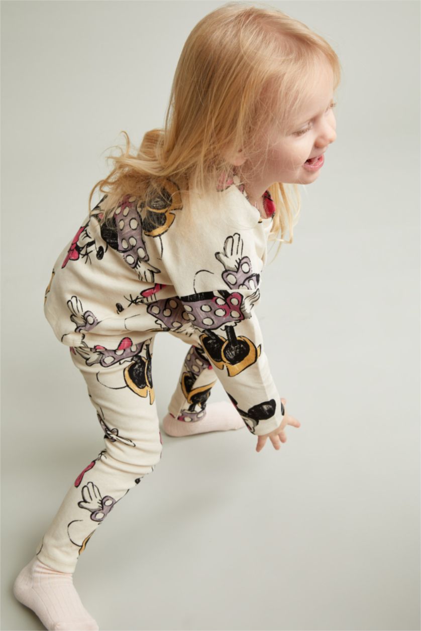 BABY GIRL Beige Minnie Mouse Licenced Long Sleeve Sweatshirt & Jogger Set