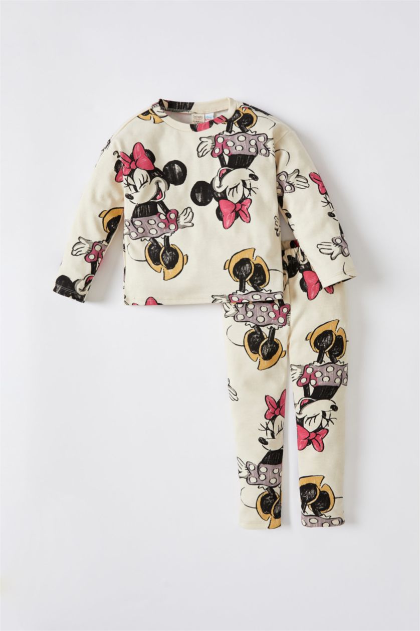 BABY GIRL Beige Minnie Mouse Licenced Long Sleeve Sweatshirt & Jogger Set