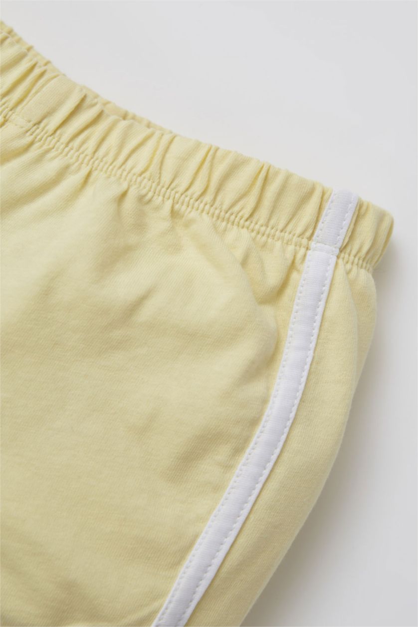 BABY GIRL Light Yellow Baby Girl Regular Fit Elastic Waist Biased Cotton Shorts