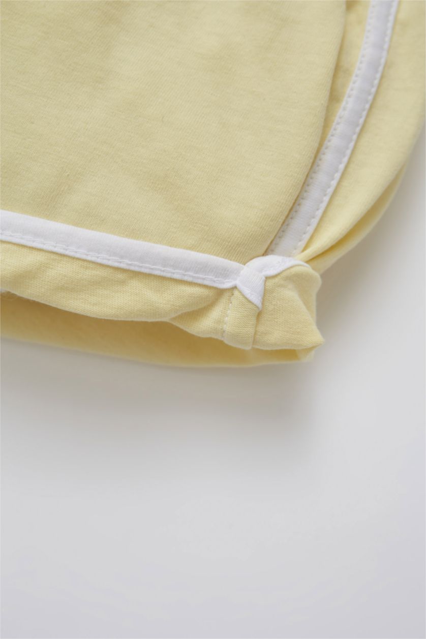 BABY GIRL Light Yellow Baby Girl Regular Fit Elastic Waist Biased Cotton Shorts