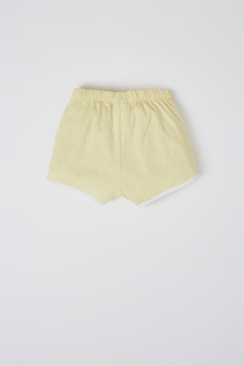 BABY GIRL Light Yellow Baby Girl Regular Fit Elastic Waist Biased Cotton Shorts