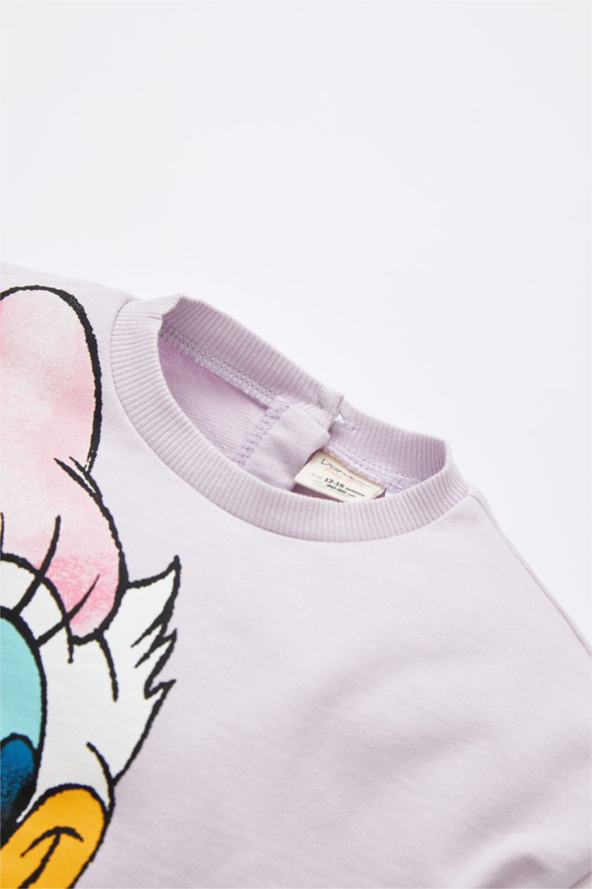 BABY GIRL Light Pink Daisy Duck Licenced Long Sleeve Mini Dress