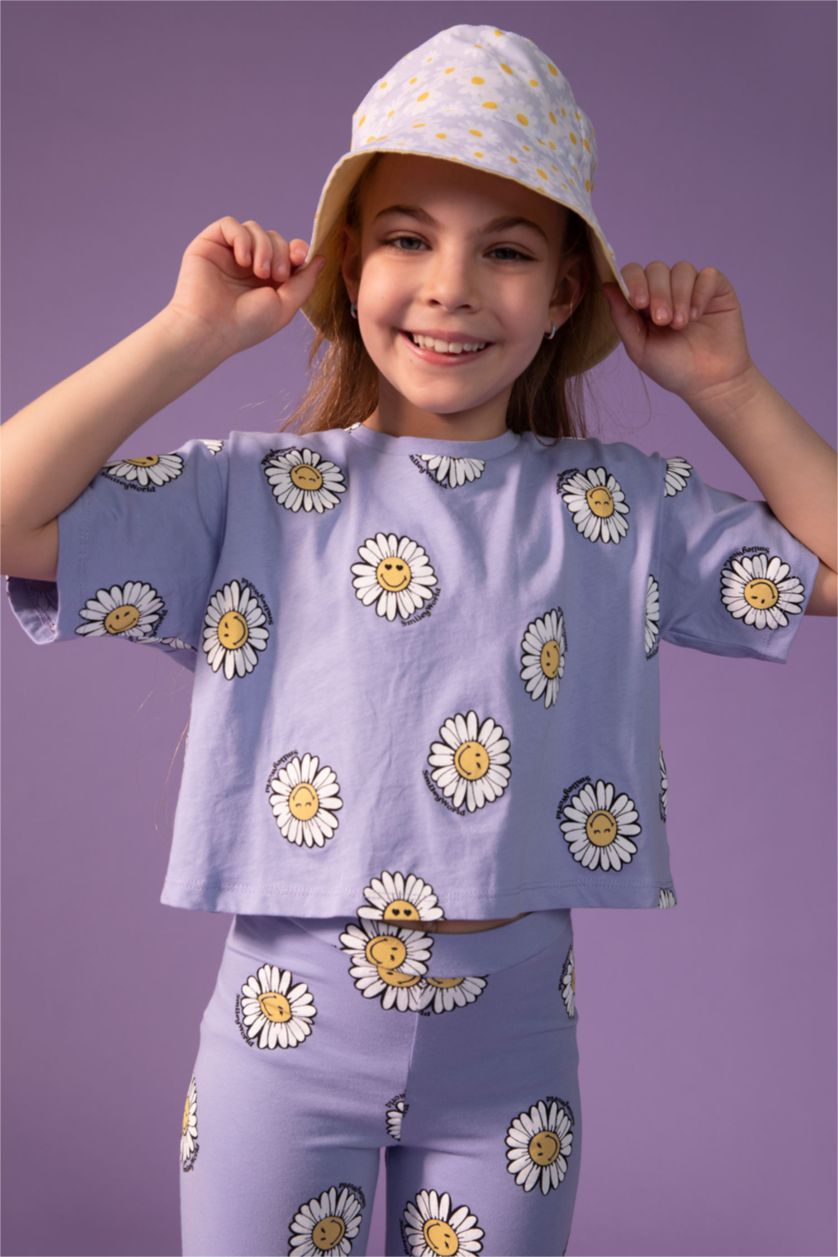 Kız Çocuk - Genç Kız Mavi Kız Çocuk SmileyWorld Lisanslı Regular Fit Kısa Kollu Pamuklu Tişört