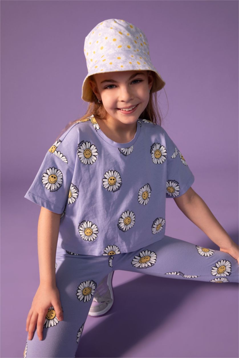Kız Çocuk - Genç Kız Mavi Kız Çocuk SmileyWorld Lisanslı Regular Fit Kısa Kollu Pamuklu Tişört