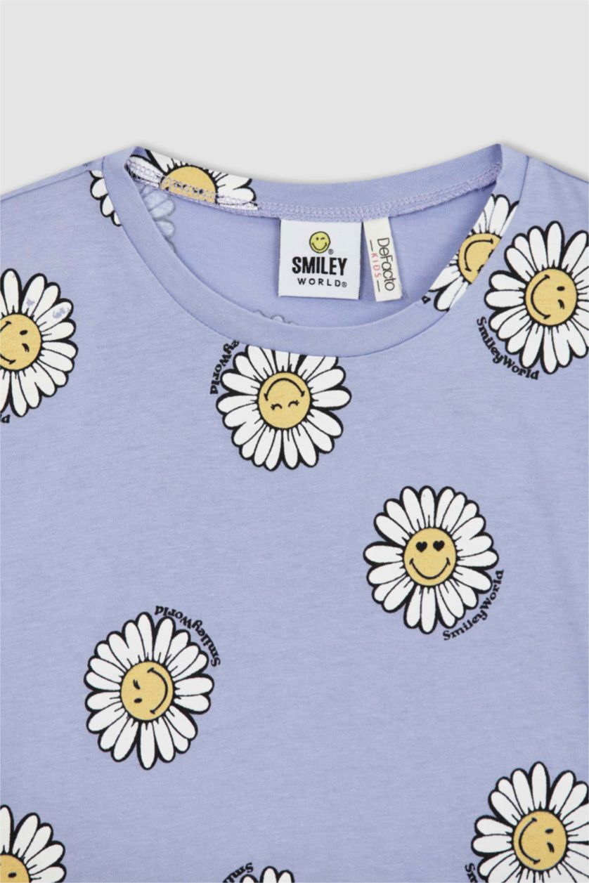 Kız Çocuk - Genç Kız Mavi Kız Çocuk SmileyWorld Lisanslı Regular Fit Kısa Kollu Pamuklu Tişört