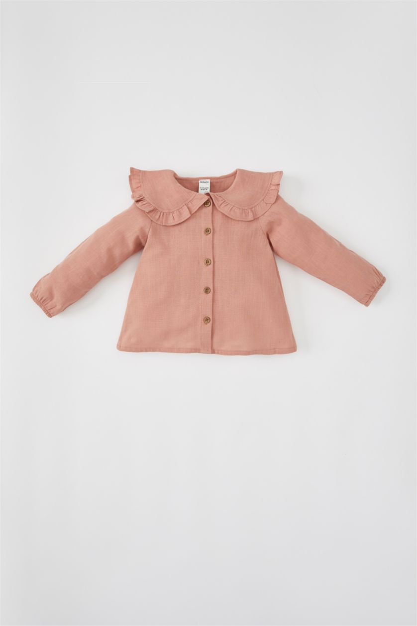 BÉBÉ FILLE Bordeaux Chemise en popeline de coton à col large et manches longues pour bébé fille