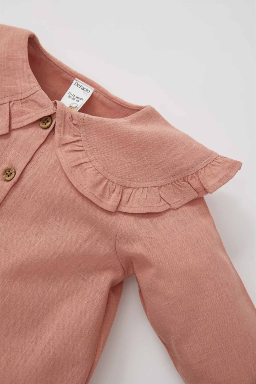 BÉBÉ FILLE Bordeaux Chemise en popeline de coton à col large et manches longues pour bébé fille