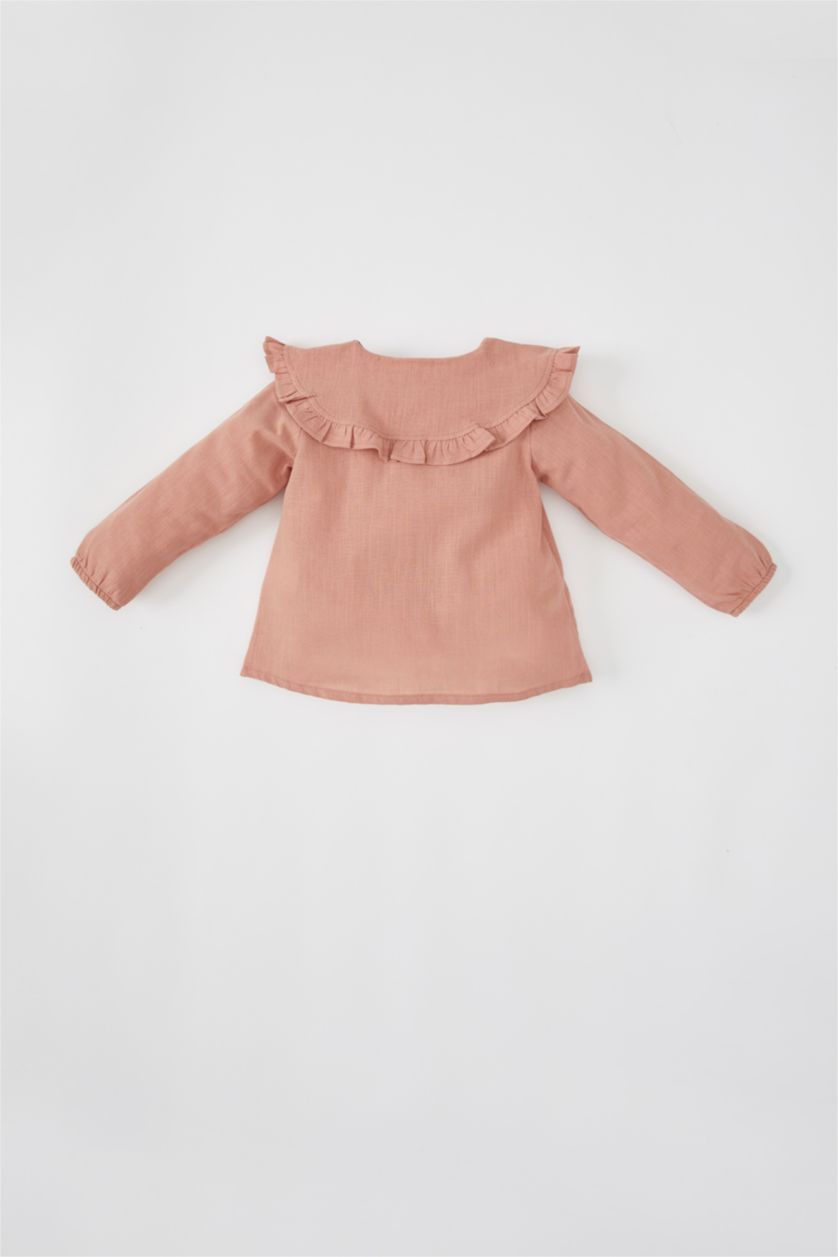 BÉBÉ FILLE Bordeaux Chemise en popeline de coton à col large et manches longues pour bébé fille