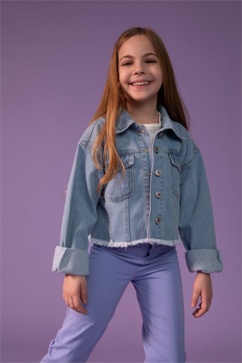 بنات أزرق فاتح جاكيت