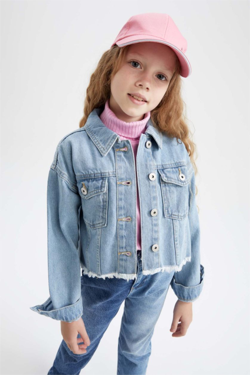 بنات أزرق فاتح جاكيت