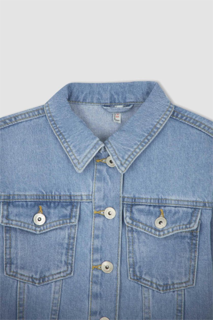 بنات أزرق فاتح جاكيت