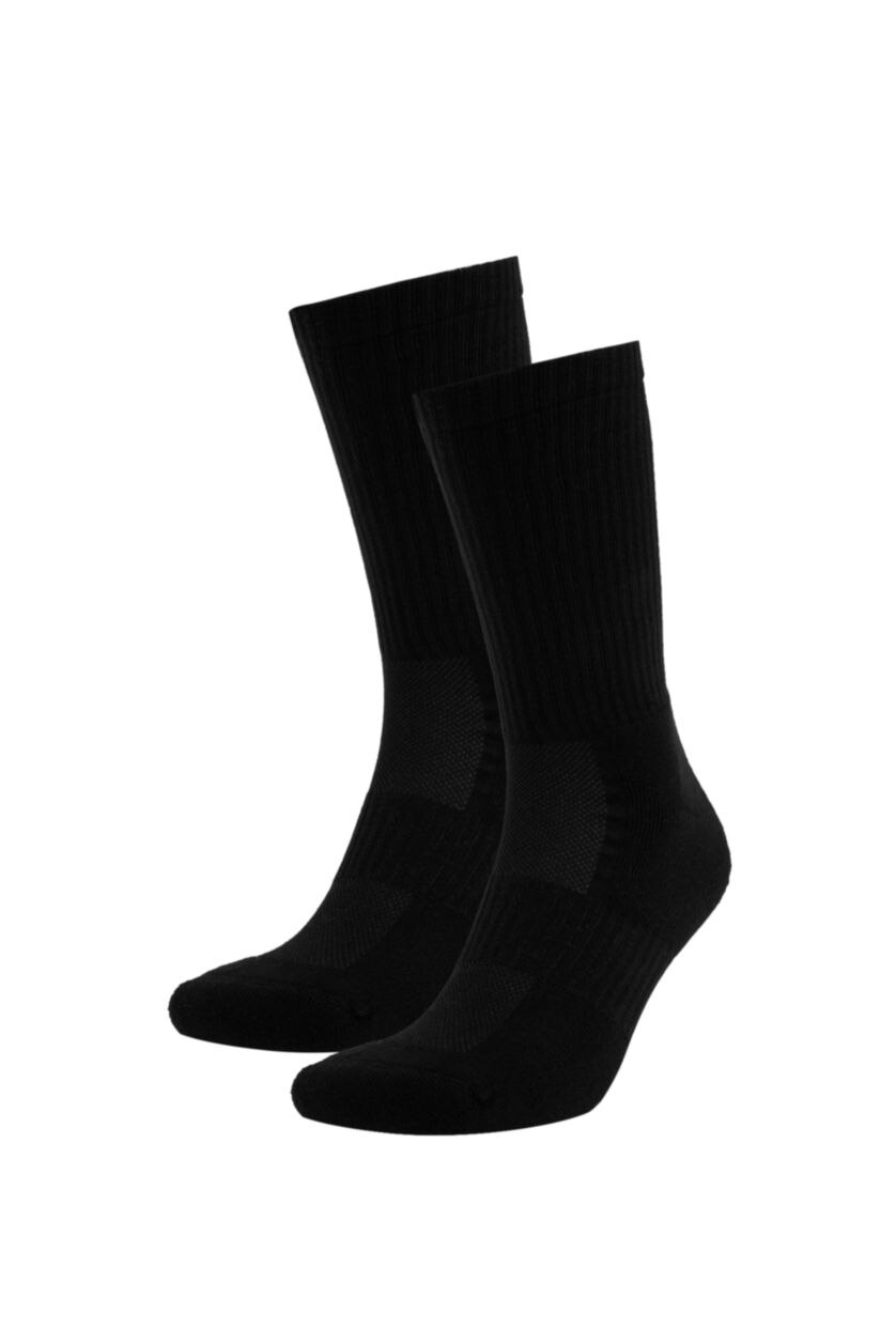 MAN Black Defacto Fit Men's Cotton 2-Pack Sports Long Terry Socks