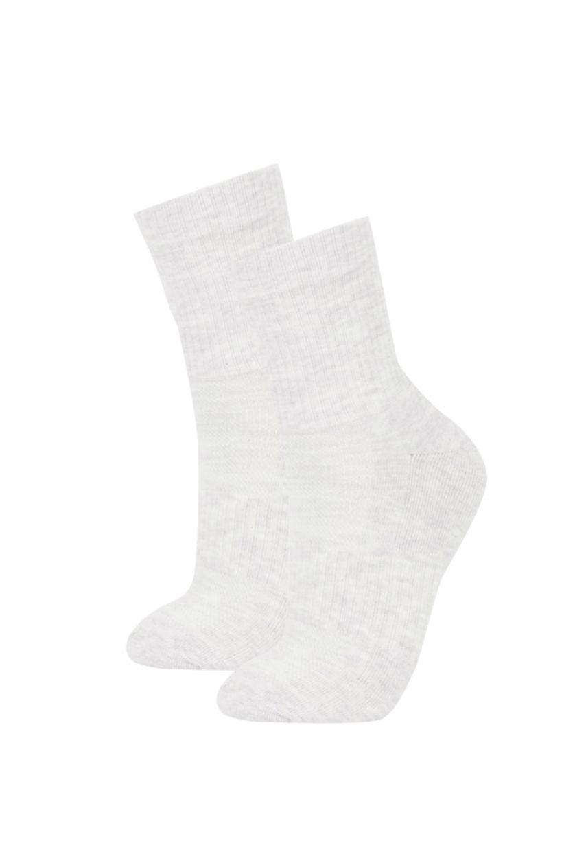 FEMME Gris Lot de 2 paires de Chaussettes en coton pour femme
