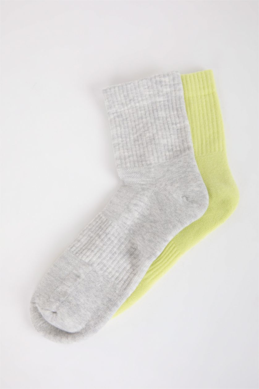 WOMAN Açık Sarı Women Defacto Fit 2-Pack Cotton Sports Socks