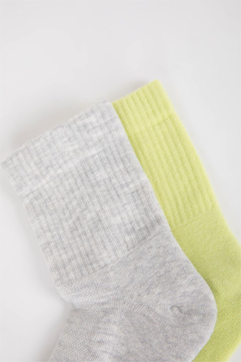 WOMAN Açık Sarı Women Defacto Fit 2-Pack Cotton Sports Socks