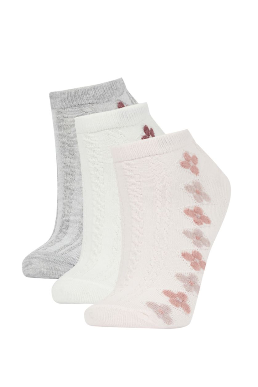 FEMME Blanc Lot de 3 paires de chaussettes courtes en coton pour femme