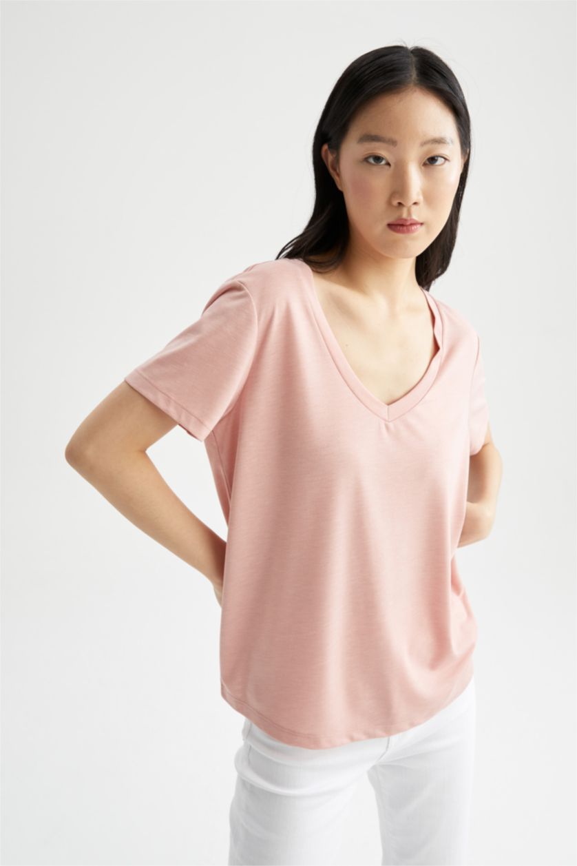 نساء سيموني Regular Fit Cotton Short Sleeve T-Shirt