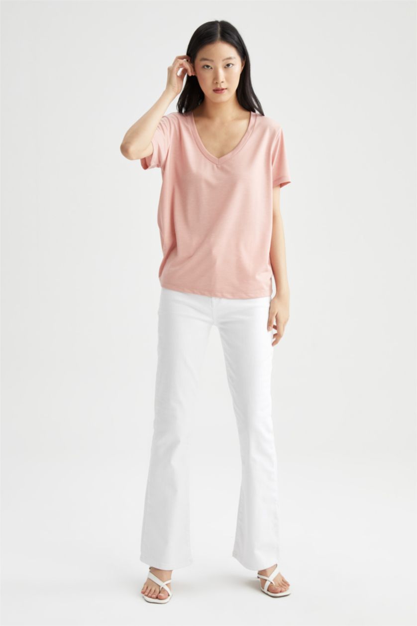 نساء سيموني Regular Fit Cotton Short Sleeve T-Shirt